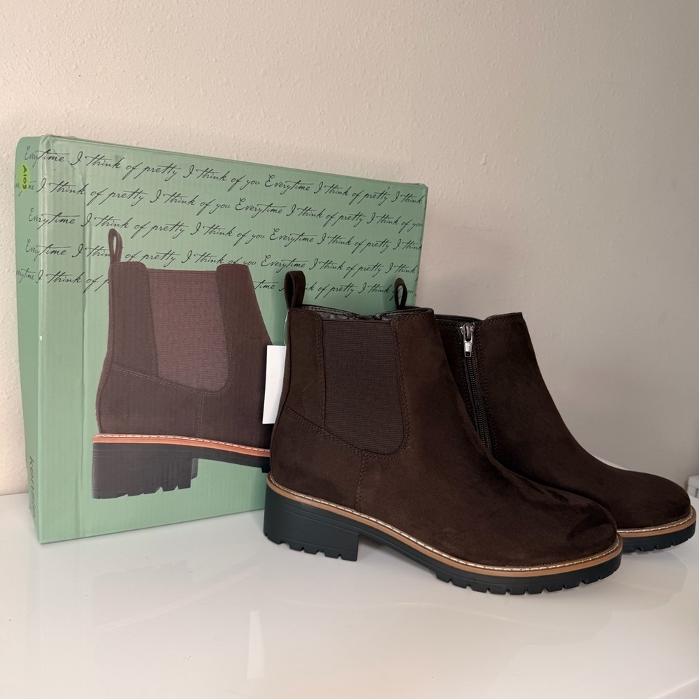 Kensie Dark Brown Ankle Booties - Picture 7 of 9